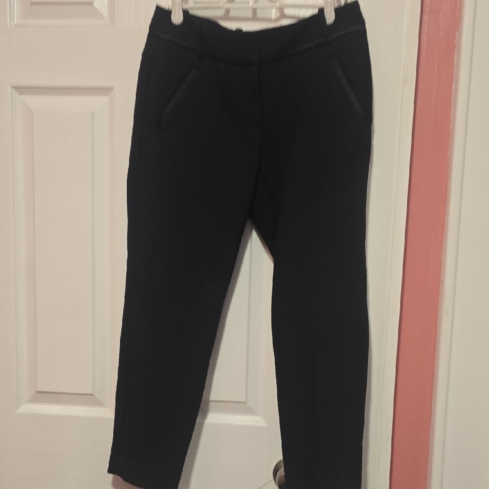 LOFT Black Textured Ponte Ankle Pants